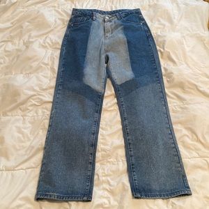 Princess Polly Color Block Denim Straight Leg High Waist Jeans Size 6